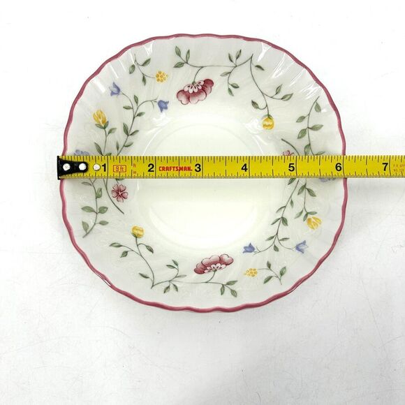 JOHNSON BROS. Set Of 4 Vintage White Pink Floral England Square Cereal Bowl 6" - Picture 4 of 5